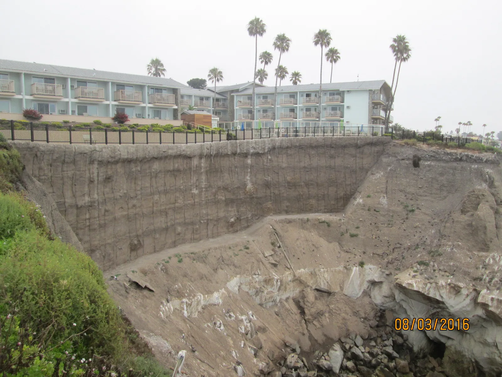 Severe coastal bluff erosion in Area 10 prior to stabilization