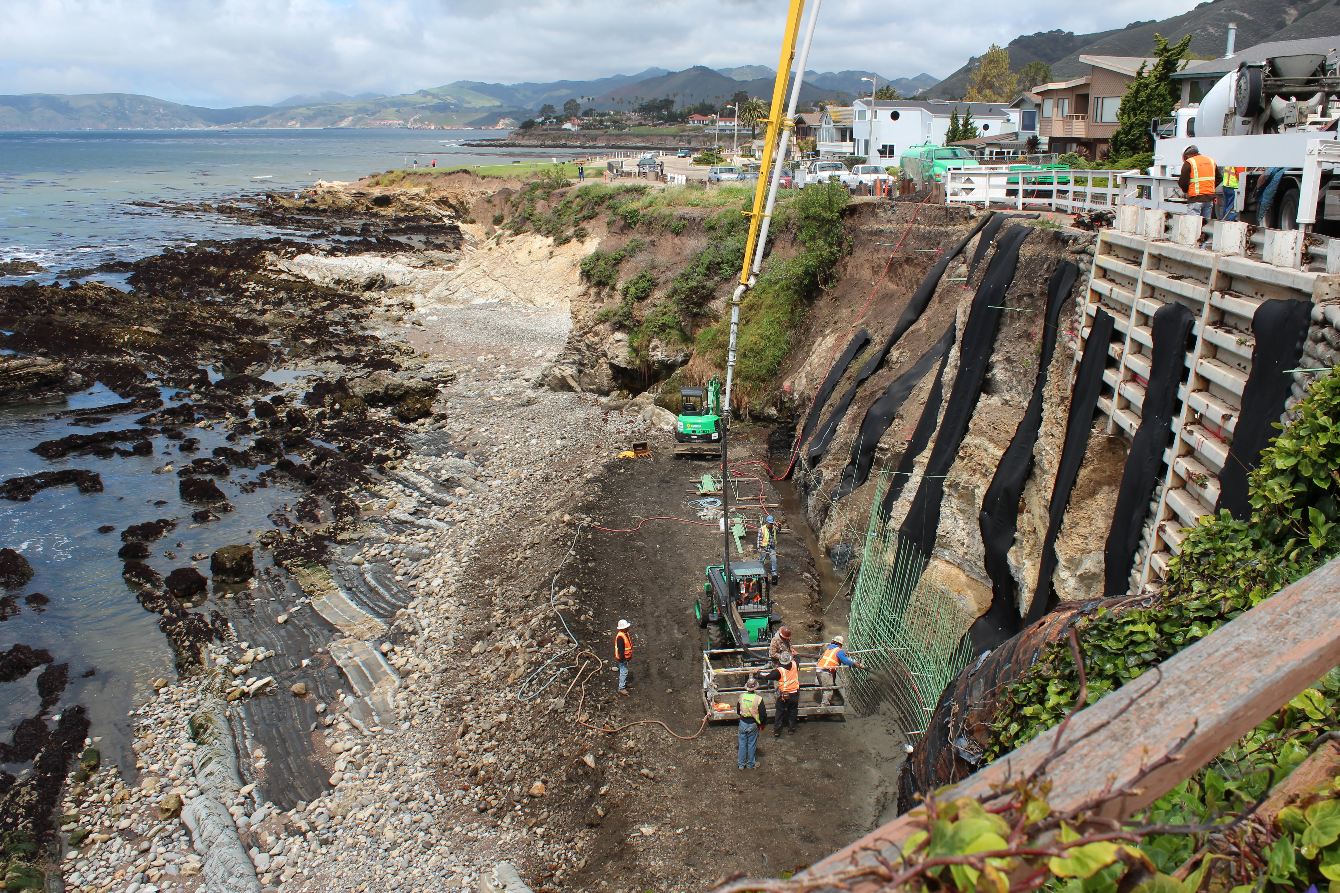 J.C. Baldwin crew working along a coastal bluff in California