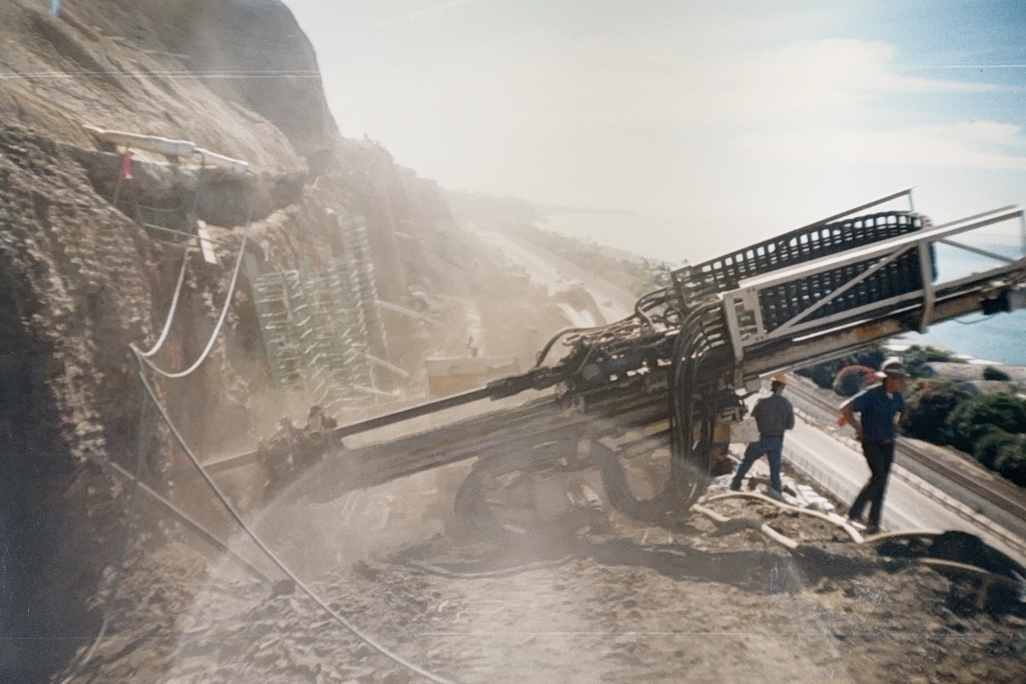 Shorecliff slope drilling and stabilization