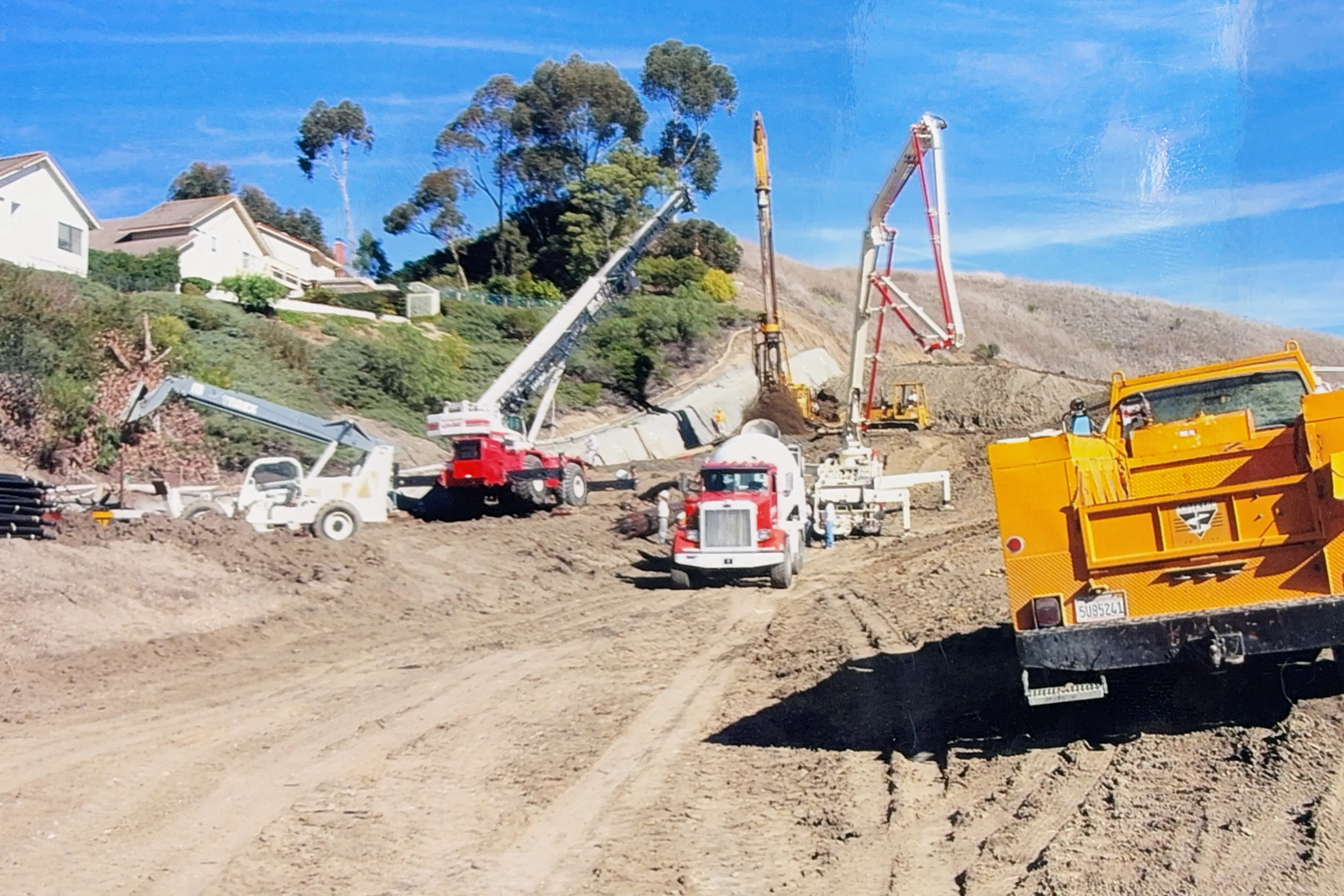 Heavy equipment mobilized on hillside