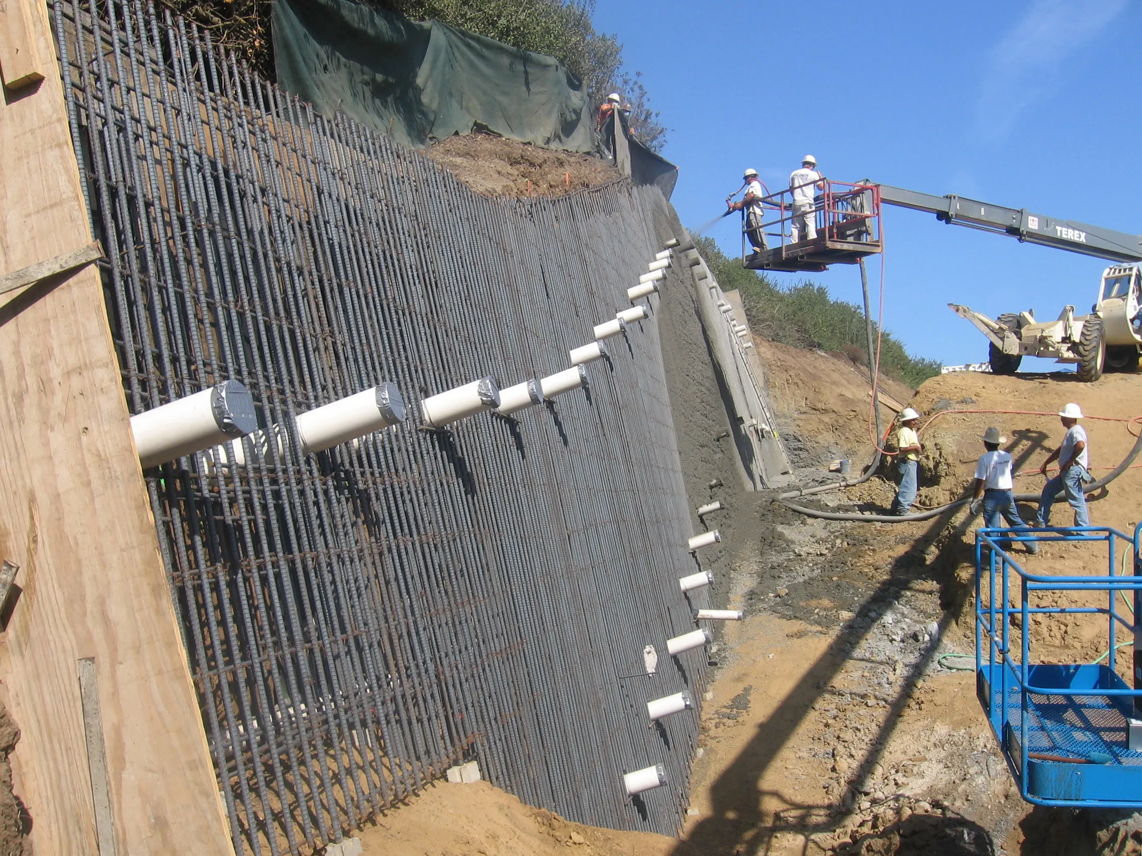 Active hillside stabilization work