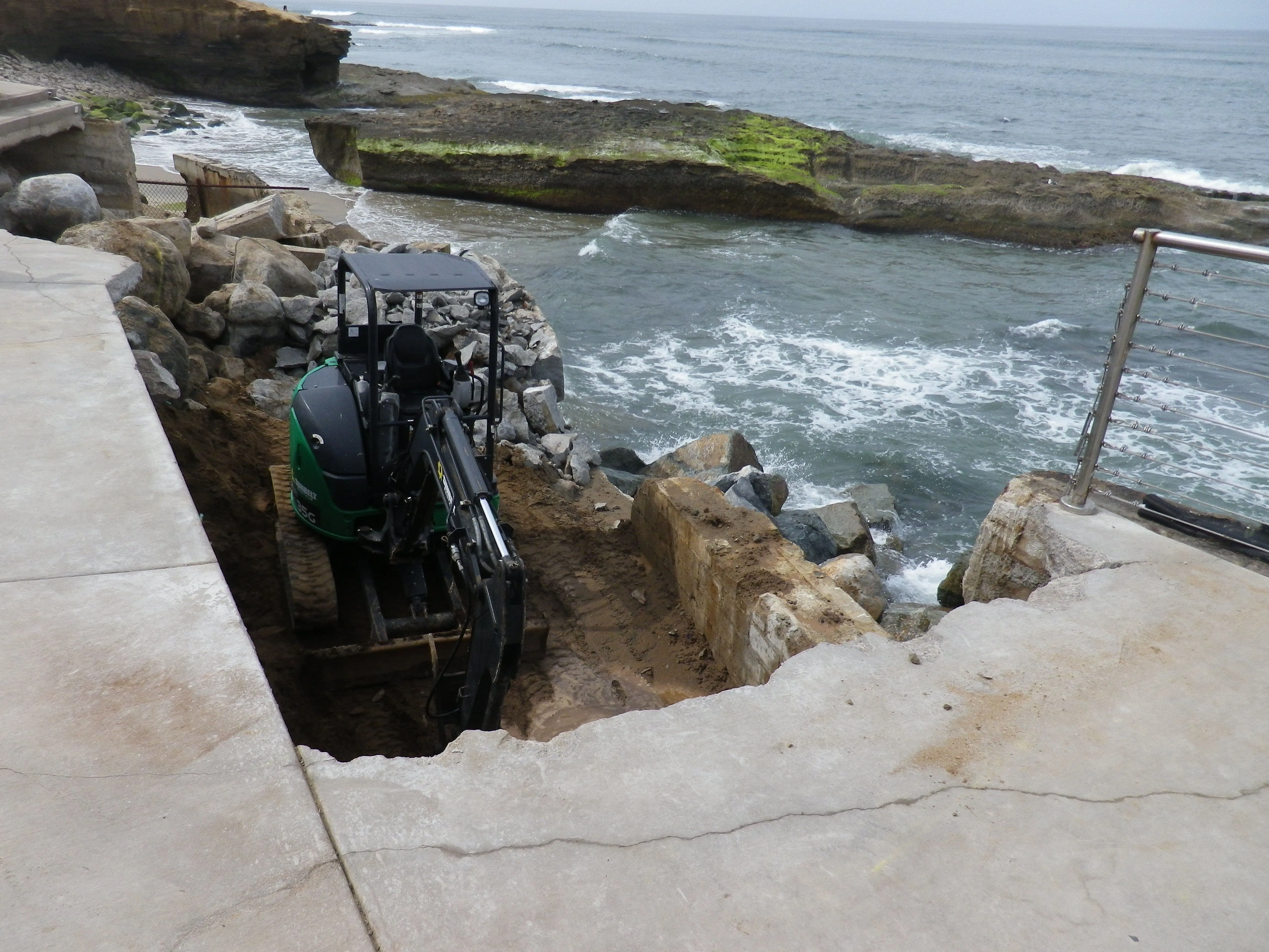 Excavation during seawall construction