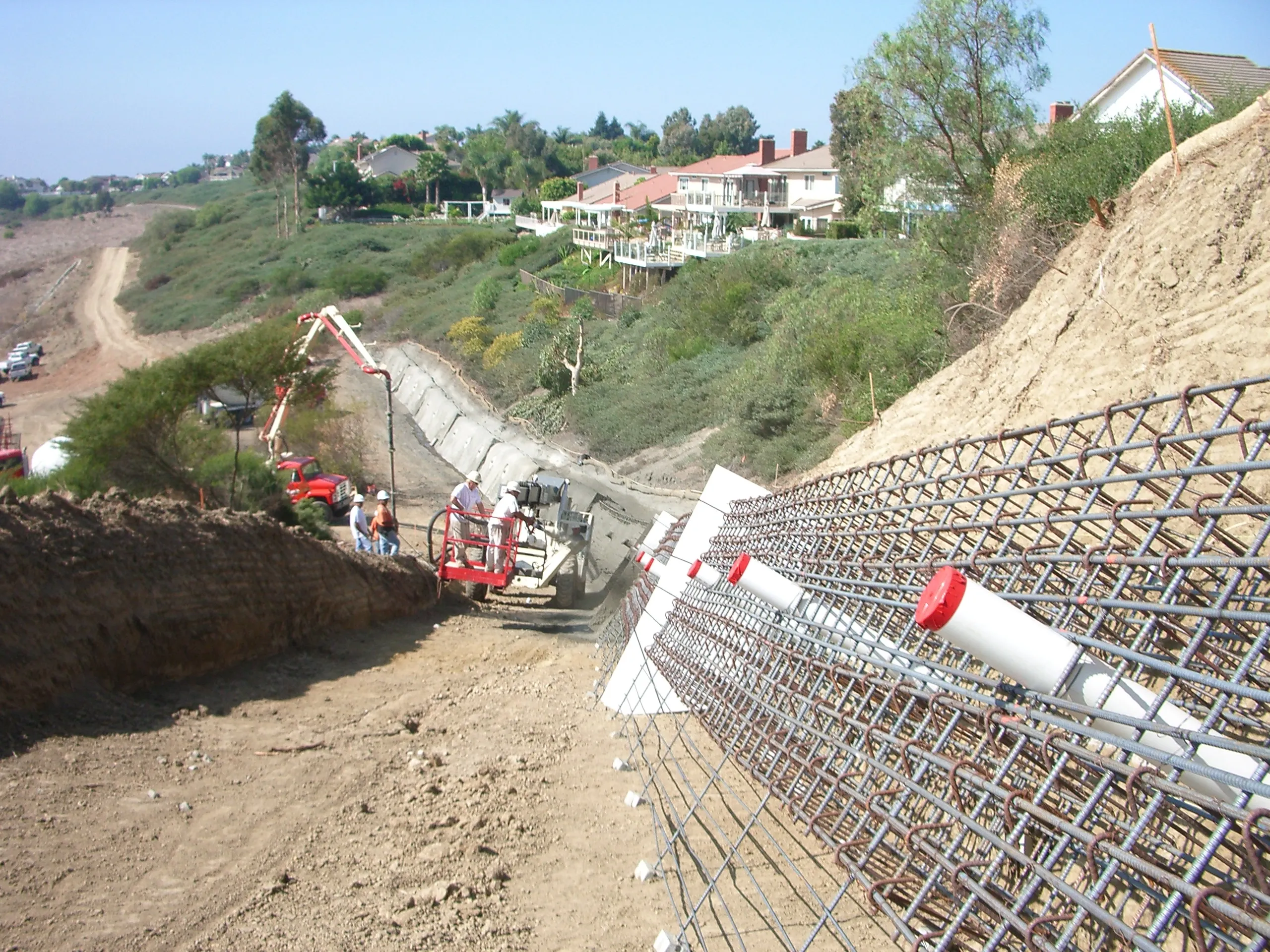 Landslide stabilization work in San Clemente
