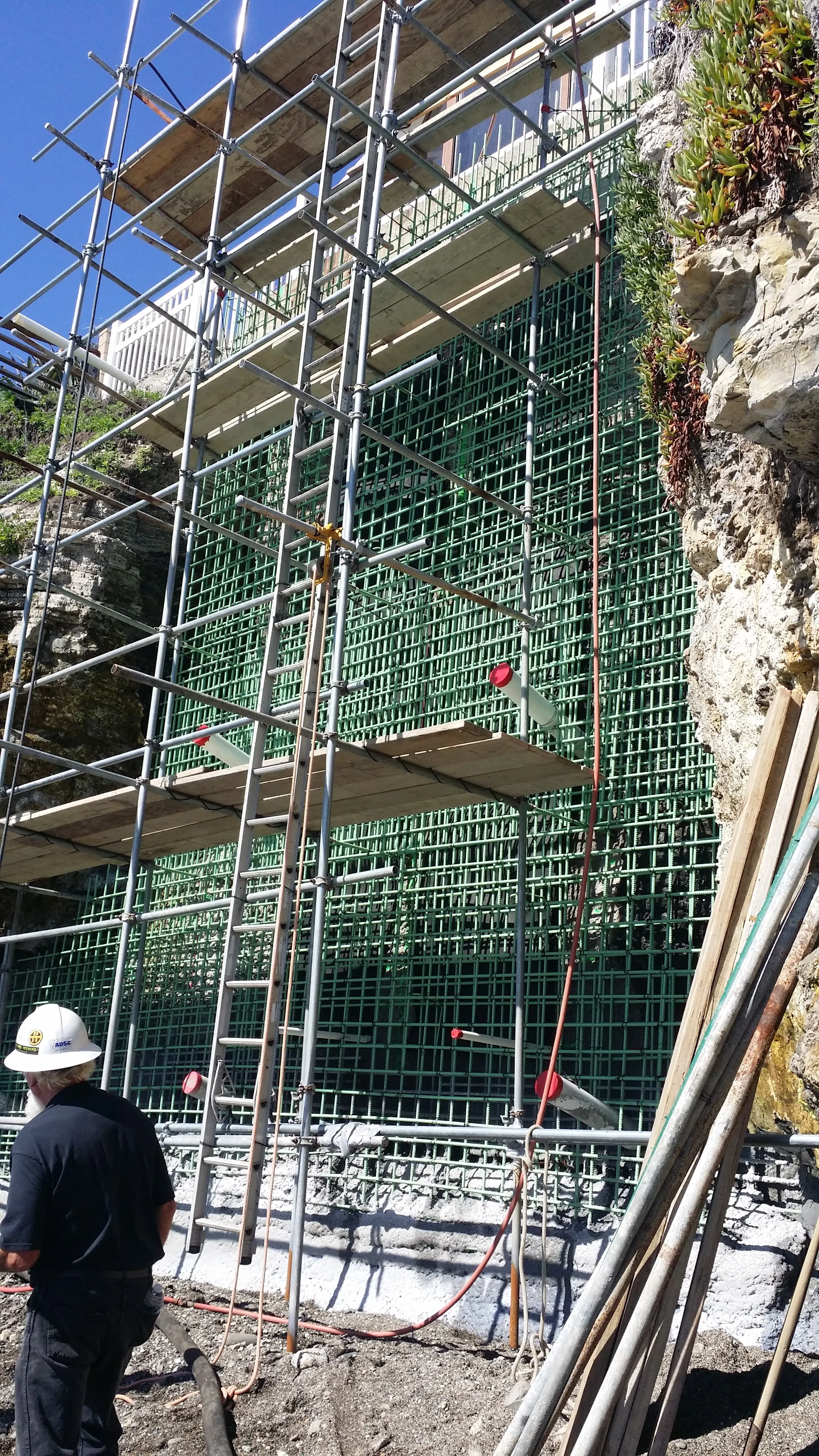 Sea cave infilling work in progress